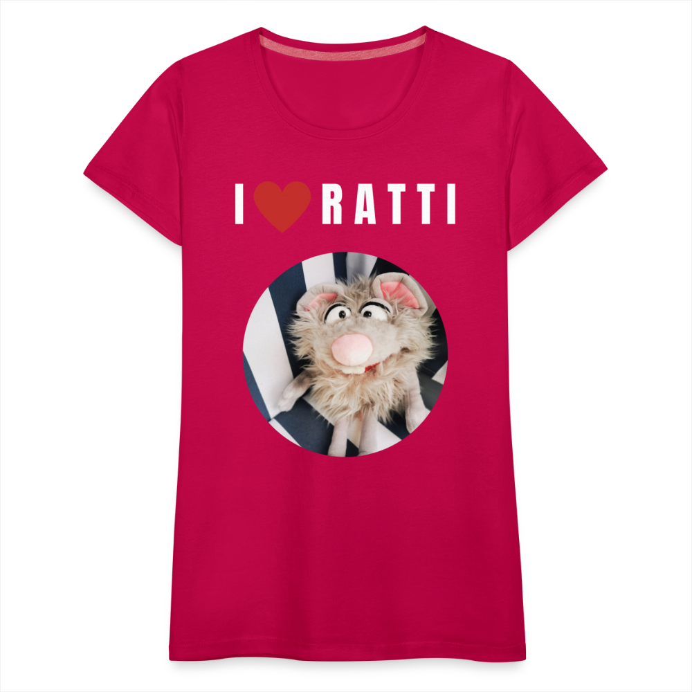 Frauen Premium T-Shirt - I love Ratti - dunkles Pink