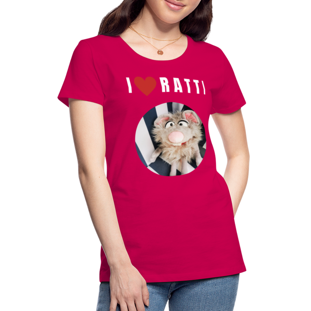 Frauen Premium T-Shirt - I love Ratti - dunkles Pink