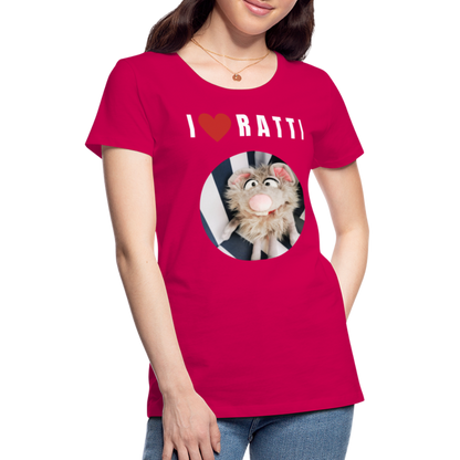 Frauen Premium T-Shirt - I love Ratti - dunkles Pink