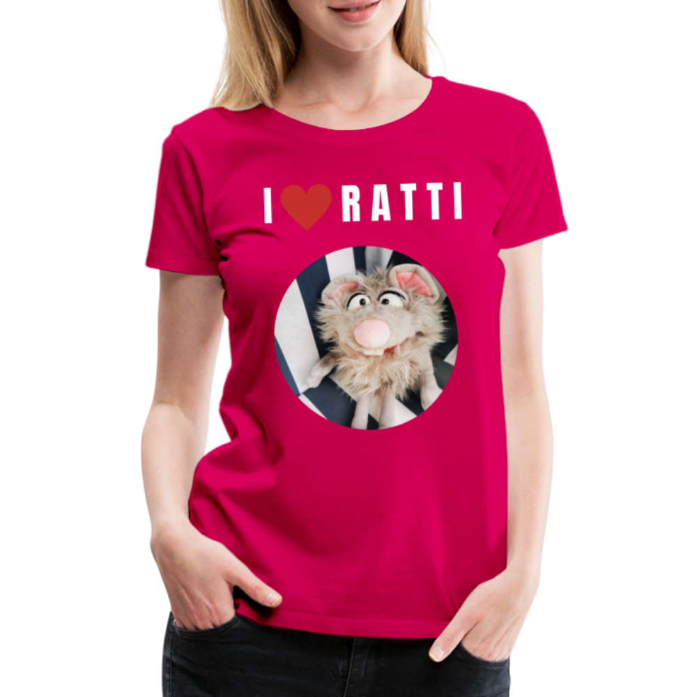 Frauen Premium T-Shirt - I love Ratti - dunkles Pink