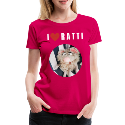 Frauen Premium T-Shirt - I love Ratti - dunkles Pink