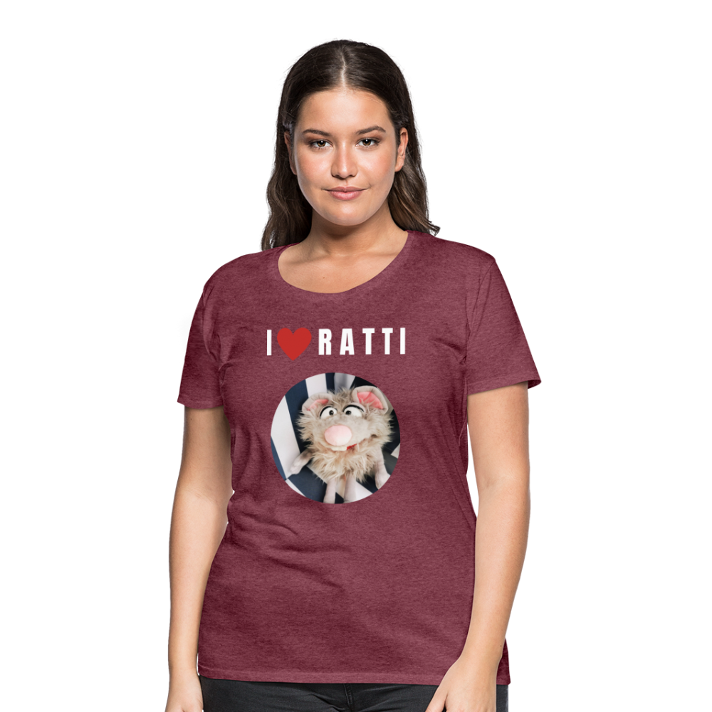 Frauen Premium T-Shirt - I love Ratti - Bordeauxrot meliert