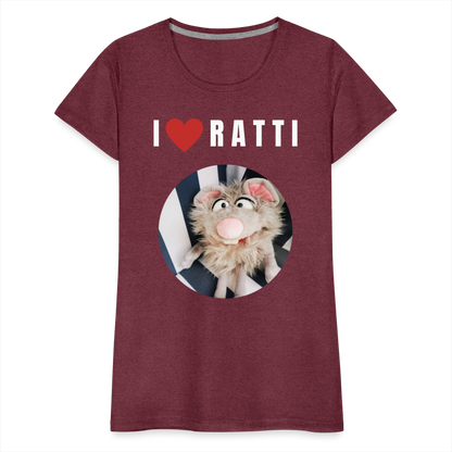 Frauen Premium T-Shirt - I love Ratti - Bordeauxrot meliert