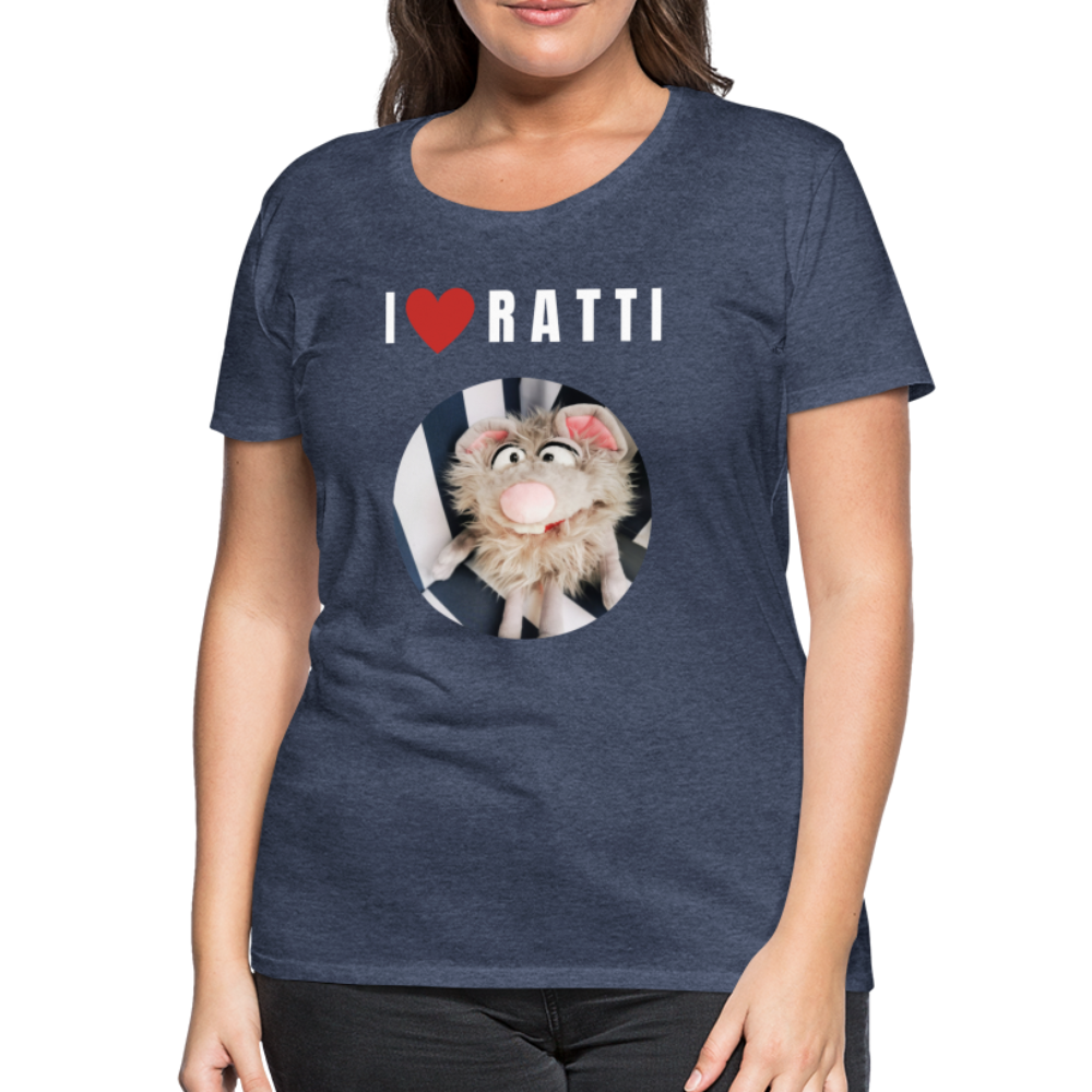 Frauen Premium T-Shirt - I love Ratti - Blau meliert