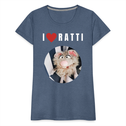 Frauen Premium T-Shirt - I love Ratti - Blau meliert