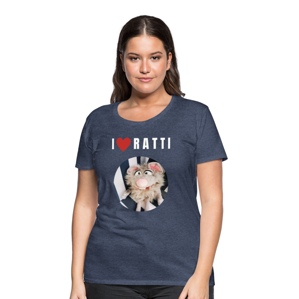 Frauen Premium T-Shirt - I love Ratti - Blau meliert