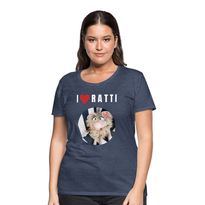 Frauen Premium T-Shirt - I love Ratti - Blau meliert