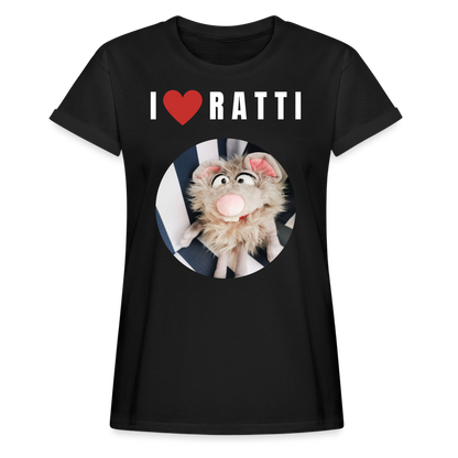 Frauen Oversize T-Shirt - I love Ratti - Schwarz