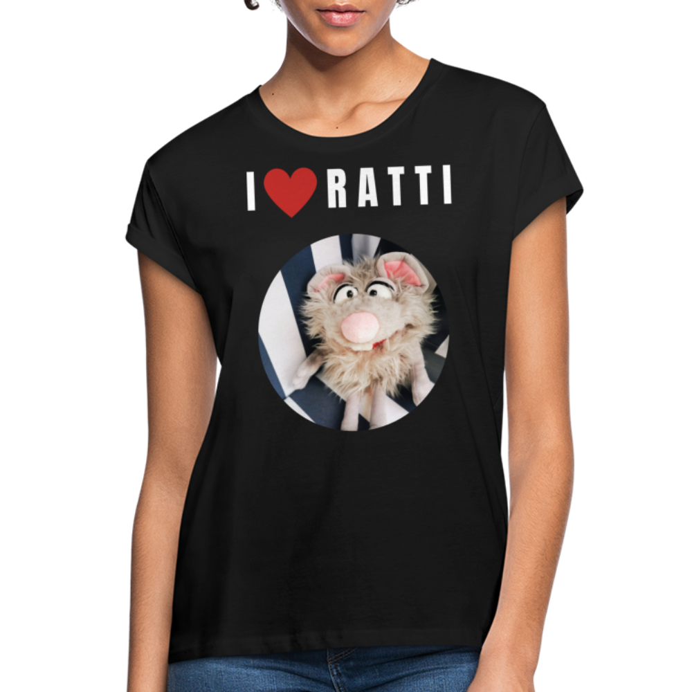 Frauen Oversize T-Shirt - I love Ratti - Schwarz
