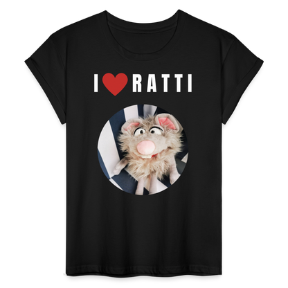 Frauen Oversize T-Shirt - I love Ratti - Schwarz