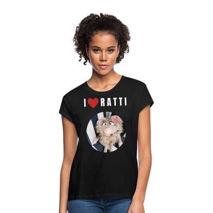 Frauen Oversize T-Shirt - I love Ratti - Schwarz