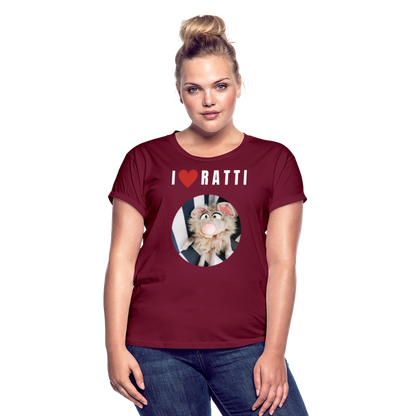 Frauen Oversize T-Shirt - I love Ratti - Bordeaux