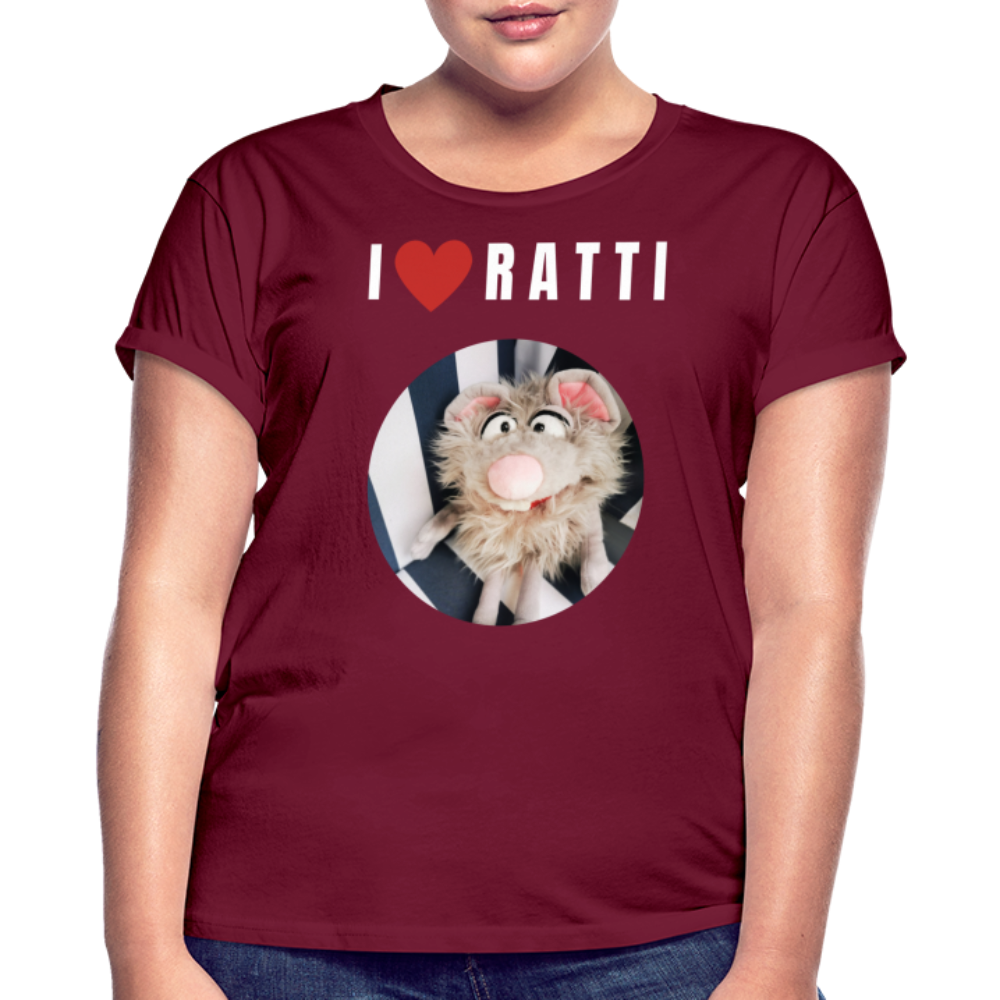 Frauen Oversize T-Shirt - I love Ratti - Bordeaux