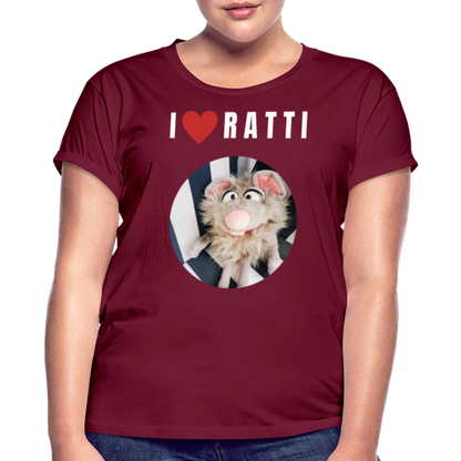 Frauen Oversize T-Shirt - I love Ratti - Bordeaux