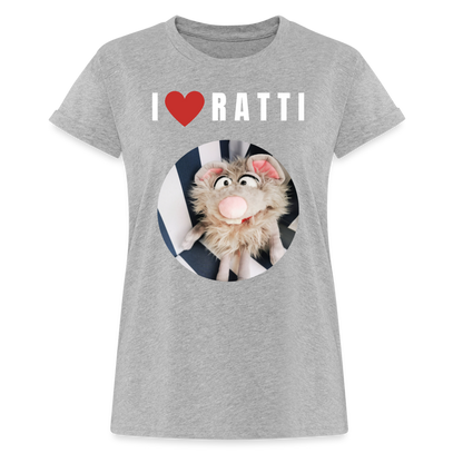 Frauen Oversize T-Shirt - I love Ratti - Grau meliert