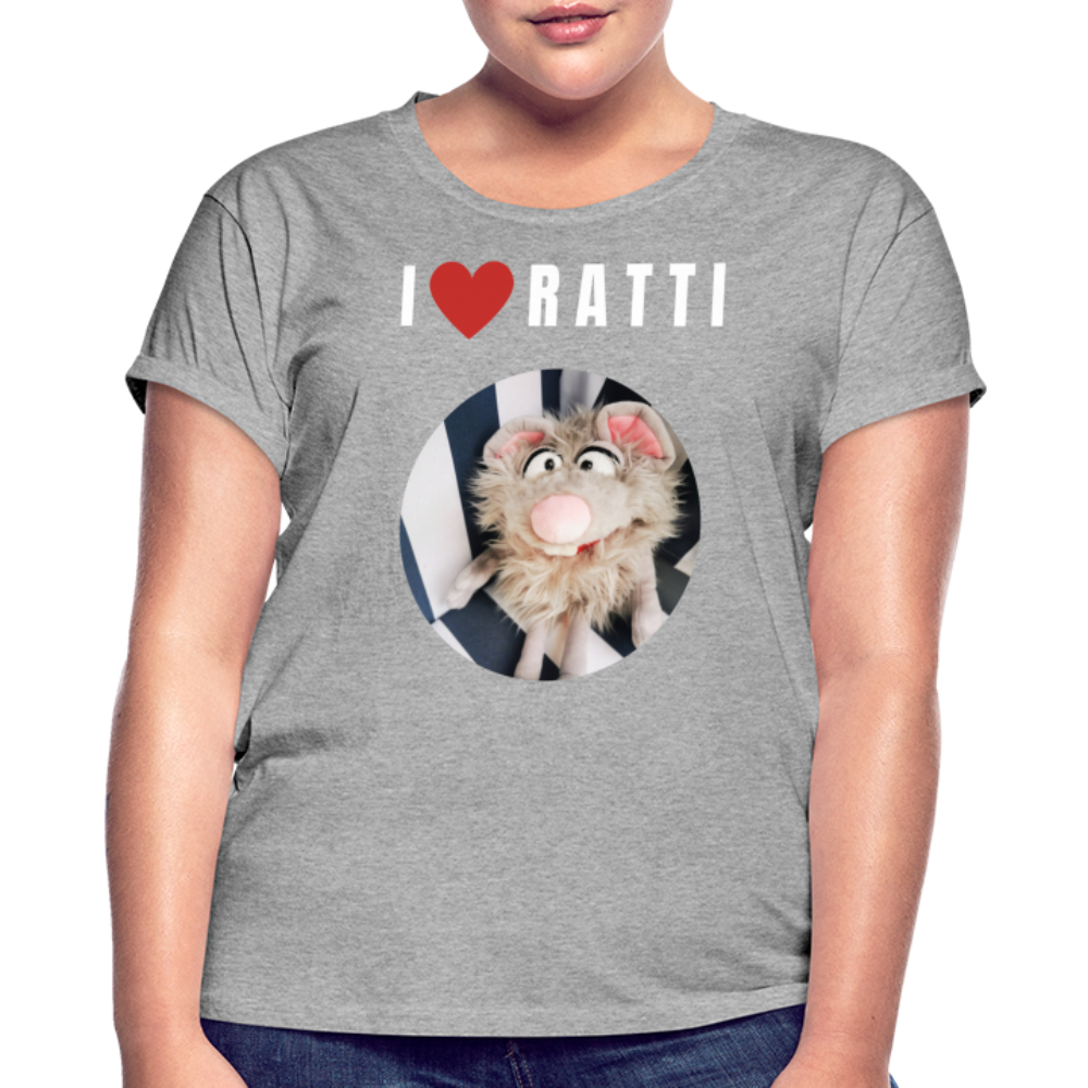 Frauen Oversize T-Shirt - I love Ratti - Grau meliert