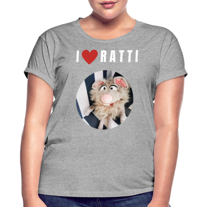 Frauen Oversize T-Shirt - I love Ratti - Grau meliert