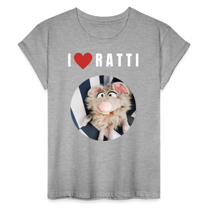 Frauen Oversize T-Shirt - I love Ratti - Grau meliert