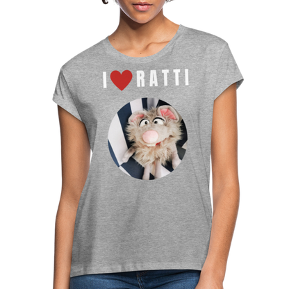 Frauen Oversize T-Shirt - I love Ratti - Grau meliert