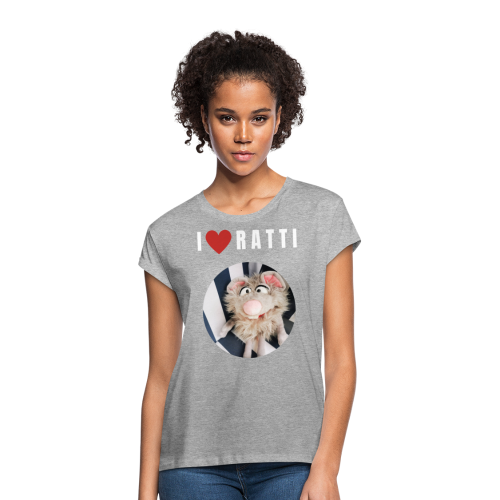 Frauen Oversize T-Shirt - I love Ratti - Grau meliert