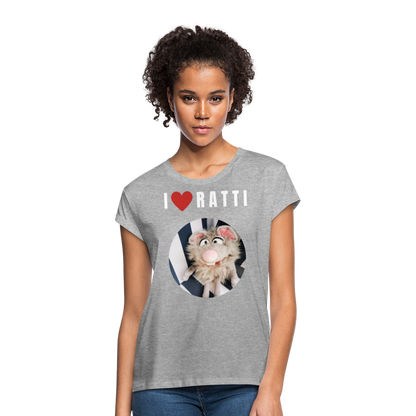 Frauen Oversize T-Shirt - I love Ratti - Grau meliert
