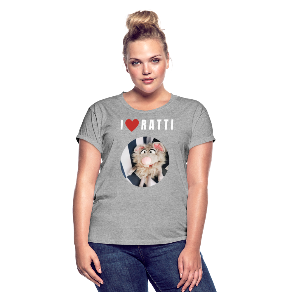 Frauen Oversize T-Shirt - I love Ratti - Grau meliert