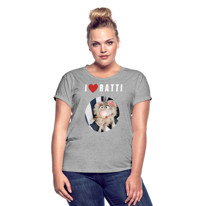 Frauen Oversize T-Shirt - I love Ratti - Grau meliert