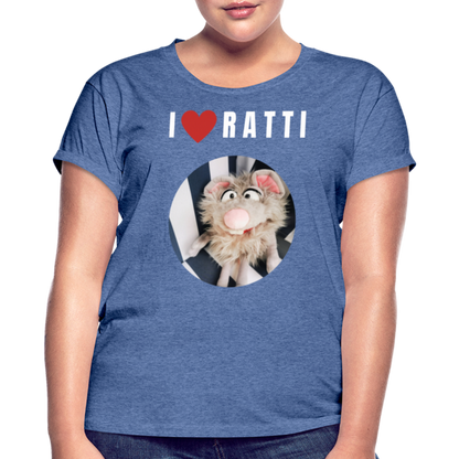 Frauen Oversize T-Shirt - I love Ratti - Denim meliert