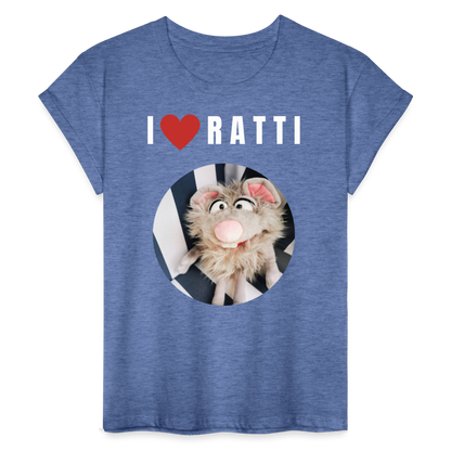 Frauen Oversize T-Shirt - I love Ratti - Denim meliert