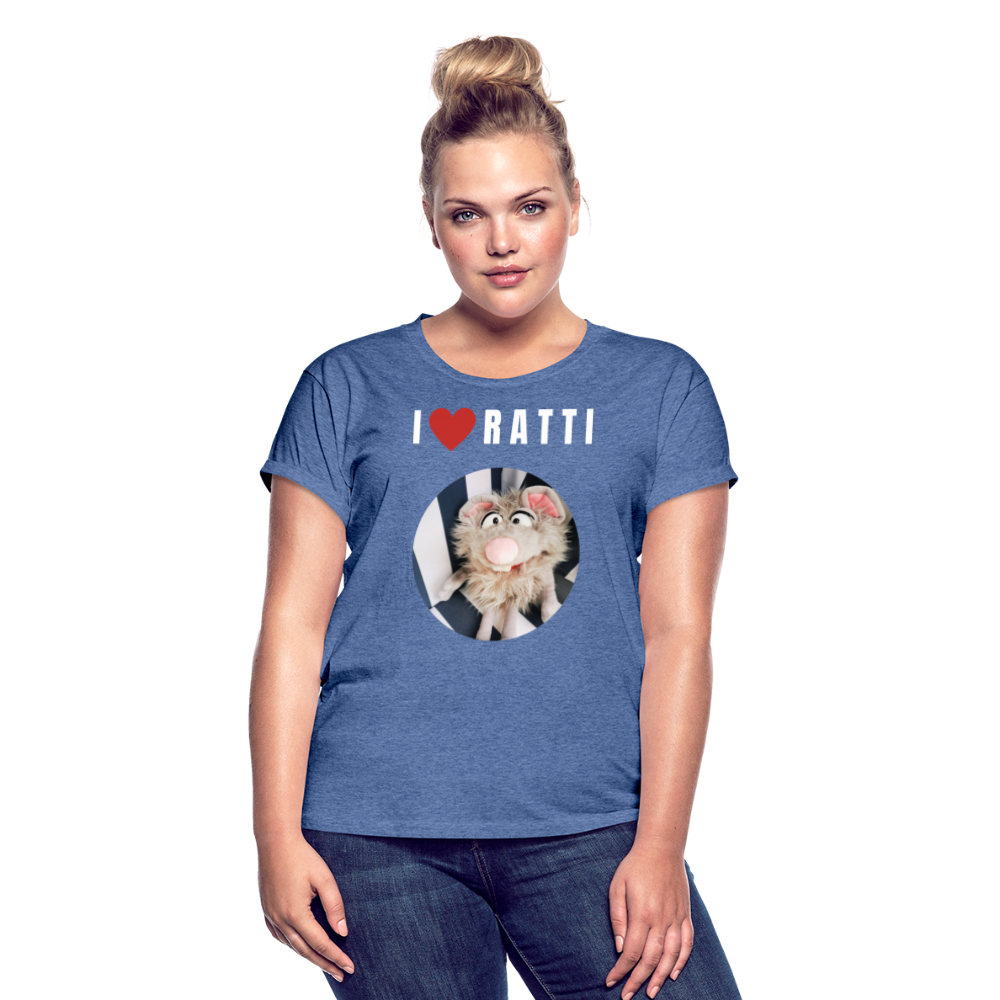 Frauen Oversize T-Shirt - I love Ratti - Denim meliert