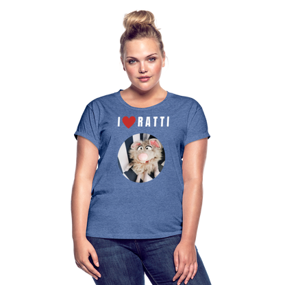 Frauen Oversize T-Shirt - I love Ratti - Denim meliert