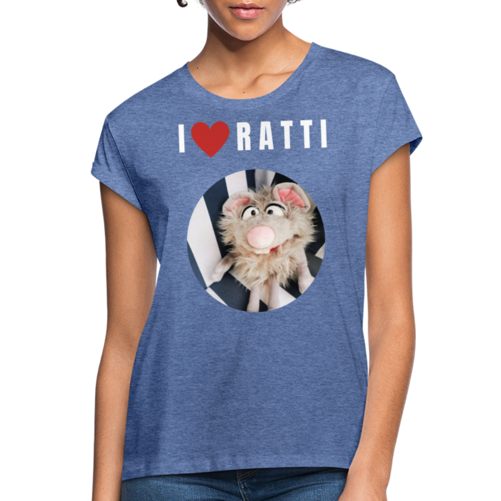 Frauen Oversize T-Shirt - I love Ratti - Denim meliert
