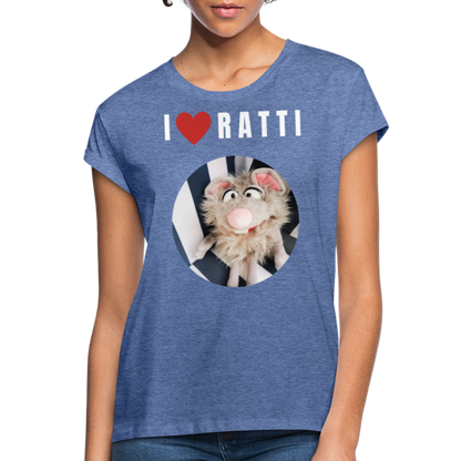 Frauen Oversize T-Shirt - I love Ratti - Denim meliert