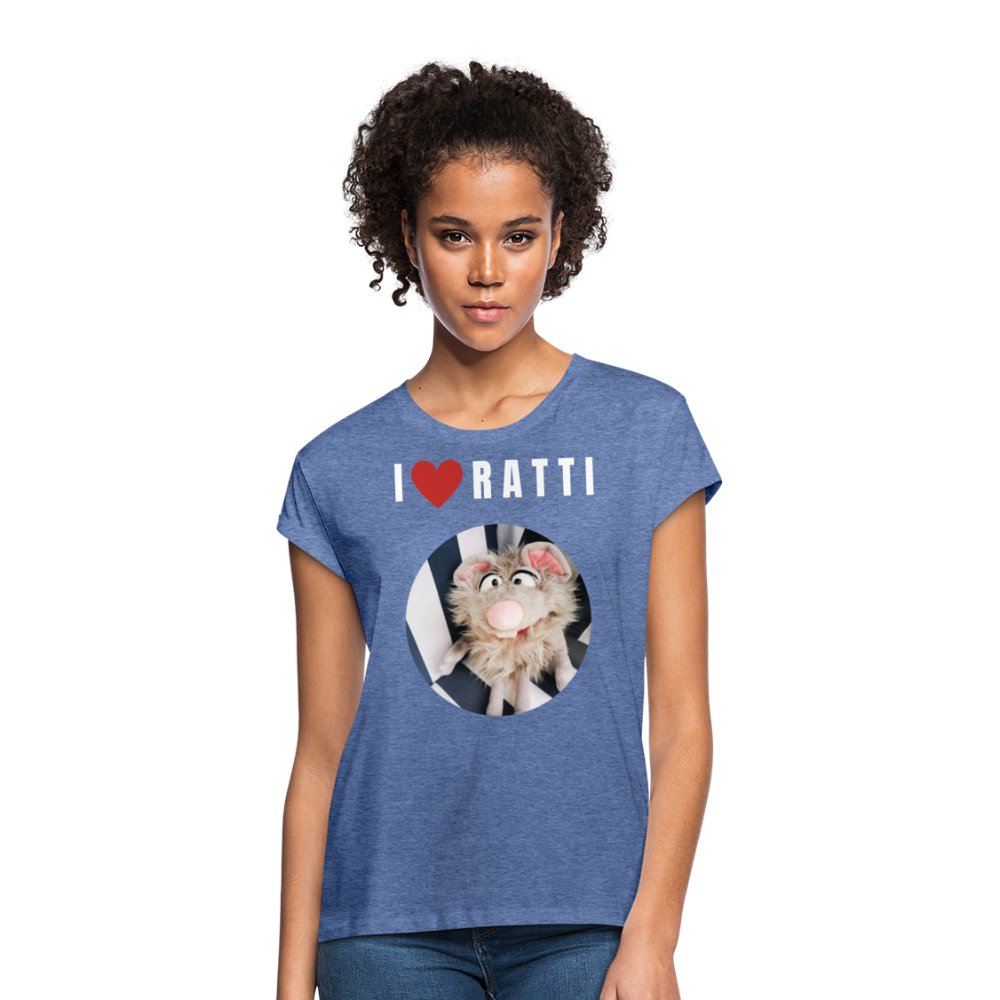 Frauen Oversize T-Shirt - I love Ratti - Denim meliert