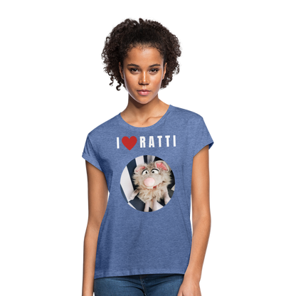 Frauen Oversize T-Shirt - I love Ratti - Denim meliert