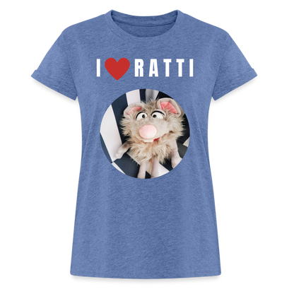 Frauen Oversize T-Shirt - I love Ratti - Denim meliert