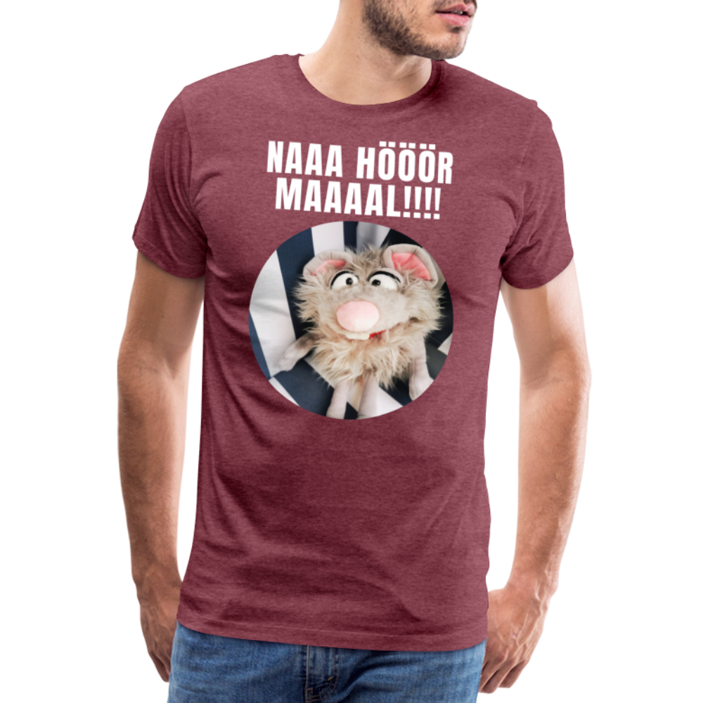 Männer Premium T-Shirt - Na hör mal! - Bordeauxrot meliert