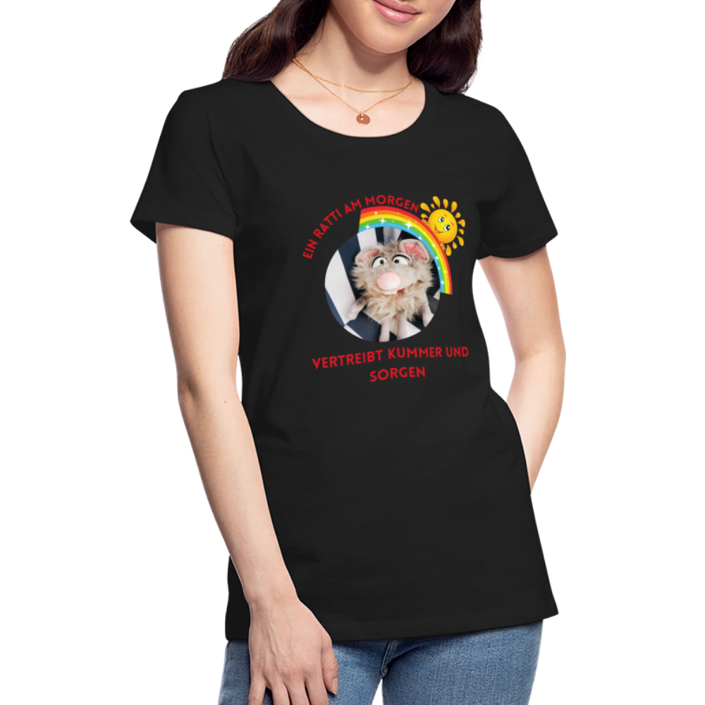 Frauen Premium T-Shirt - Ein Ratti am Morgen - Schwarz