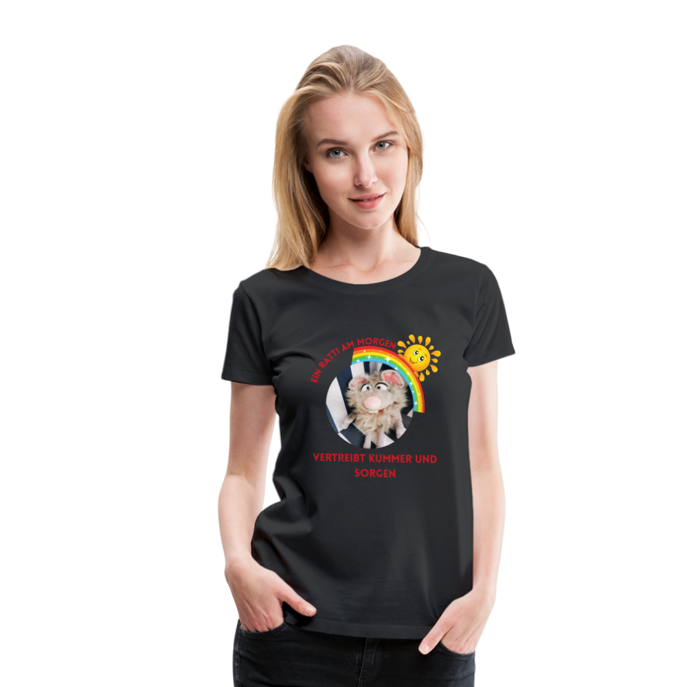 Frauen Premium T-Shirt - Ein Ratti am Morgen - Schwarz