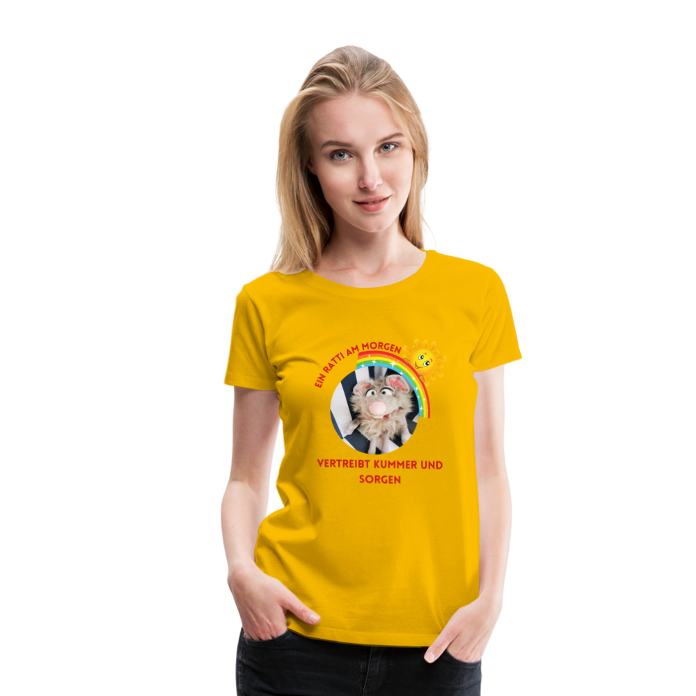 Frauen Premium T-Shirt - Ein Ratti am Morgen - Sonnengelb