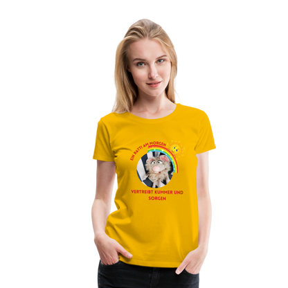 Frauen Premium T-Shirt - Ein Ratti am Morgen - Sonnengelb