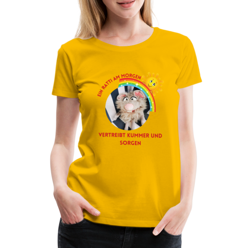 Frauen Premium T-Shirt - Ein Ratti am Morgen - Sonnengelb