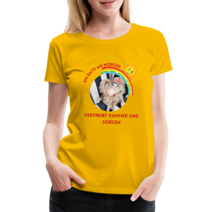 Frauen Premium T-Shirt - Ein Ratti am Morgen - Sonnengelb