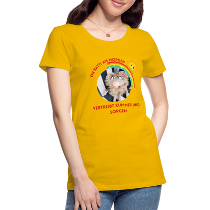 Frauen Premium T-Shirt - Ein Ratti am Morgen - Sonnengelb