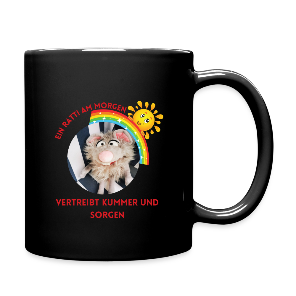 Tasse einfarbig - Ein Ratti am Morgen - Schwarz