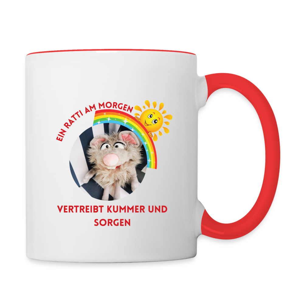 Tasse zweifarbig - Ein Ratti am Morgen - Weiß/Rot