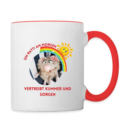 Tasse zweifarbig - Ein Ratti am Morgen - Weiß/Rot