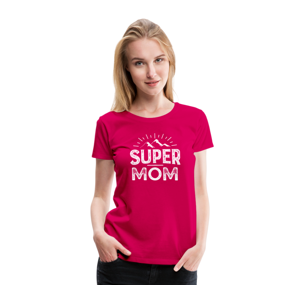 Frauen Premium T-Shirt - Super Mom - dunkles Pink