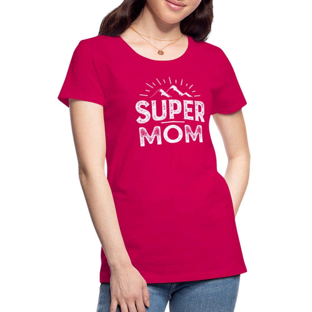 Frauen Premium T-Shirt - Super Mom - dunkles Pink