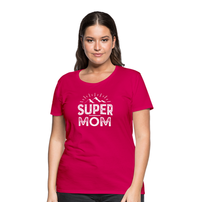 Frauen Premium T-Shirt - Super Mom - dunkles Pink